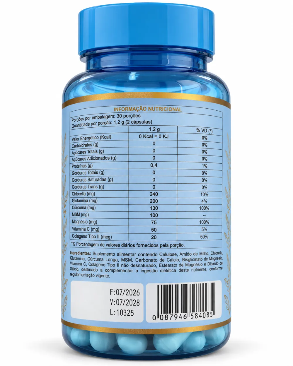 Tabela nutricional impressa no rótulo de 7 em 1 Verum